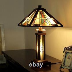 Tiffany Style 2+1 Light Accent Victorian Table Reading Lamp Stained Glass Theme