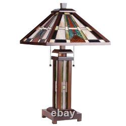 Tiffany Style 2+1 Light Accent Victorian Table Reading Lamp Stained Glass Theme