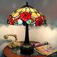 Tiffany Style 2 Light Floral Table Lamp Yellow Red Green Stained Glass 25 High