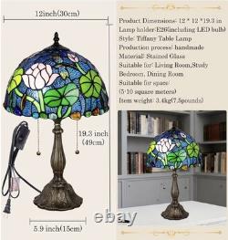 Tiffany Style 2-Light Stained Glass Table Lamp 12 Floral Handmade withBulb