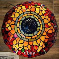 Tiffany Style 2-Light Table Lamp Red Yellow Dragonfly Jewels Stained Glass