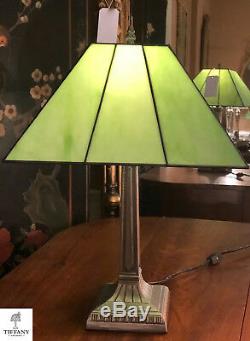 Tiffany Style 20 Green Mission Table Lamp. Stained Glass Home Decor Lighting