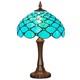 Tiffany Style 20 Stained Glass Table Lamp With Seagrass Blue Beads