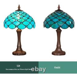 Tiffany Style 20 Stained Glass Table Lamp with Seagrass Blue Beads