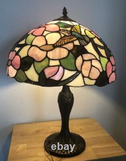 Tiffany Style 21.5 Table Lamp With Hummingbird Stained Glass 16 Shade Read