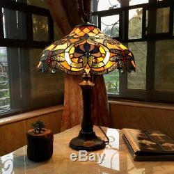 Tiffany Style 23 Art Nouveau Stained Glass 2 Bulb Dragonfly Table Desk Lamp