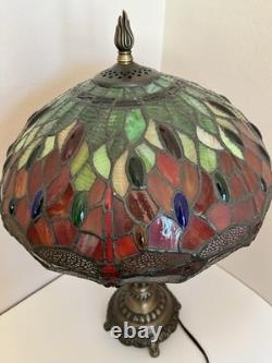 Tiffany Style 23 Tall Table Lamp Stained Glass Dragonfly Design