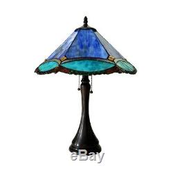 Tiffany Style 23 Tall Victorian Stained Glass 2 Bulb Table Desk Lamp 17 Shade