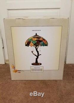 Tiffany Style 24.5 Tall Maple Leaf Stained Glass Table Lamp 16.5 Shade Tree