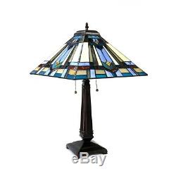 Tiffany Style 24 Tall Mission Design Stained Glass Table Lamp 16 Shade
