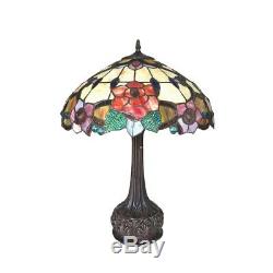 Tiffany Style 25 Roses Floral 2 Bulb Stained Glass Table Desk Lamp 16 Shade