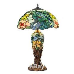 Tiffany Style 26 Tall Peacock Feathers Stained Glass Table Lamp 16 Shade