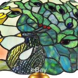 Tiffany Style 26 Tall Peacock Feathers Stained Glass Table Lamp 16 Shade