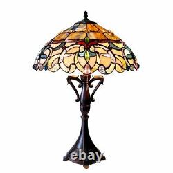 Tiffany Style 26 Tall Victorian Stained Glass 2 Bulb Table Desk Lamp 18 Shade