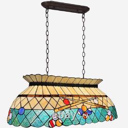 Tiffany Style 3-Light Stained Glass Pool Table Chandelier for Dining & Kitchen