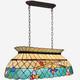 Tiffany Style 3-light Stained Glass Pool Table Chandelier For Dining & Kitchen