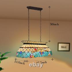 Tiffany Style 3-Light Stained Glass Pool Table Chandelier for Dining & Kitchen