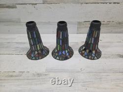 Tiffany Style 3 Tulip Stained Glass Table Lamp Lily Pad Base Colorful Beautiful