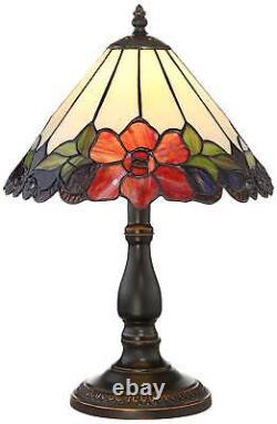 Tiffany Style Accent Table Lamp 17 1/2 Traditional Bronze Floral Glass Bedroom