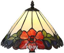 Tiffany Style Accent Table Lamp 17 1/2 Traditional Bronze Floral Glass Bedroom