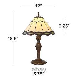 Tiffany Style Accent Table Lamp 18 1/2 Bronze Woven Glass for Bedroom Bedside