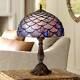 Tiffany Style Accent Table Lamp 18 Deep Brown Blue Shell Art Glass For Bedroom