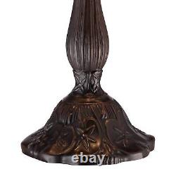 Tiffany Style Accent Table Lamp 18 Deep Brown Blue Shell Art Glass for Bedroom