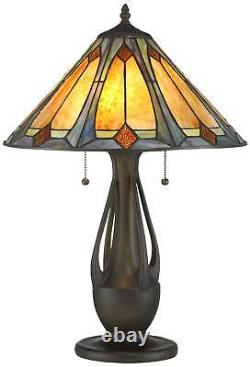 Tiffany Style Accent Table Lamp Art Deco Deep Metallic for Living Room Bedroom