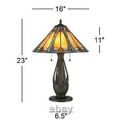 Tiffany Style Accent Table Lamp Art Deco Deep Metallic for Living Room Bedroom