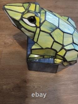 Tiffany-Style Animal Green Stained Glass Frog Accent Lamp Beautiful Works Tested