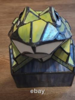 Tiffany-Style Animal Green Stained Glass Frog Accent Lamp Beautiful Works Tested