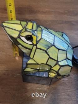 Tiffany-Style Animal Green Stained Glass Frog Accent Lamp Beautiful Works Tested