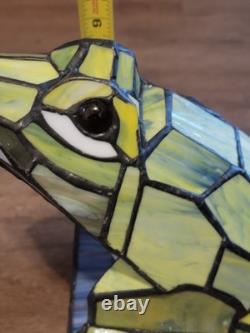 Tiffany-Style Animal Green Stained Glass Frog Accent Lamp Beautiful Works Tested