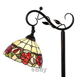 Tiffany Style Arched Floor Lamp Victorian Rose Stained Glass Home Decor Lighting