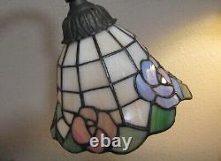 Tiffany Style / Art Nouveau / Cast Iron Bridge Arm / Stained Glass / TABLE LAMP