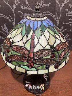 Tiffany Style Art Nouveau Dragonfly Stained Glass Lamp