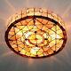 Tiffany Style Baroque Drum Stained Glass Flush Mount Ceiling Lamp Light Fixture