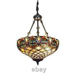 Tiffany Style Baroque Hanging Lamp Stained Glass 16 Shade Handcrafted