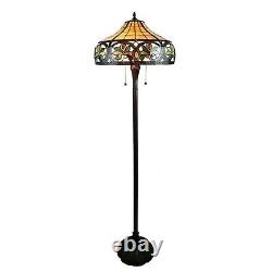 Tiffany Style Beige and Brown Sunrise Floor Lamp 16 Shade