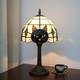 Tiffany Style Black Cat Stained Glass Table Lamp Cute Small Quirky Table Lamp Be