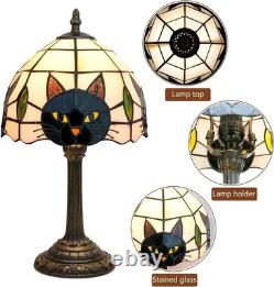 Tiffany Style Black Cat Stained Glass Table Lamp Cute Small Quirky Table Lamp Be