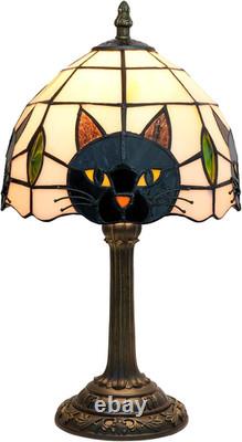 Tiffany Style Black Cat Stained Glass Table Lamp Cute Small Quirky Table Lamp Be