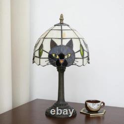 Tiffany Style Black Cat Stained Glass Table Lamp Cute Small Quirky Table Lamp Be