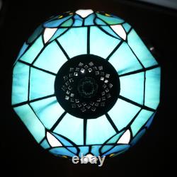 Tiffany Style Blue Cat Stained Glass Table Lamp Small Bedside Night Light 14