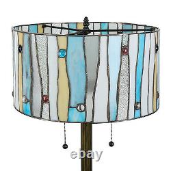 Tiffany Style Blue Contemporary Floor Lamp Handcrafted 16 Shade