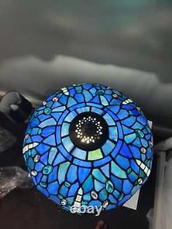 Tiffany Style Blue Dragonfly 10 inch Table Lamp Stained Glass Handcrafted