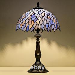 Tiffany Style Blue Purple Wisteria Stained Glass Table Lamp 18 Bedside Light