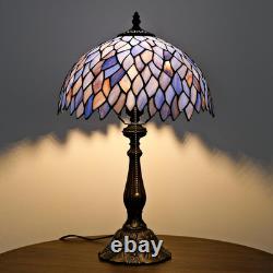 Tiffany Style Blue Purple Wisteria Stained Glass Table Lamp 18 Bedside Light