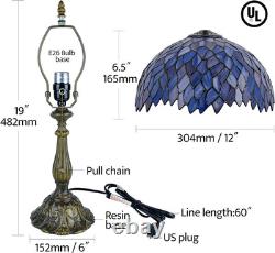 Tiffany Style Blue Purple Wisteria Stained Glass Table Lamp 18 Bedside Light