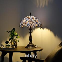 Tiffany Style Blue Purple Wisteria Stained Glass Table Lamp 18 Bedside Light